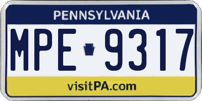 PA license plate MPE9317