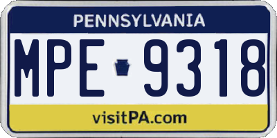 PA license plate MPE9318