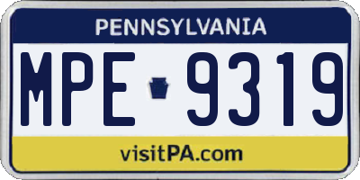 PA license plate MPE9319