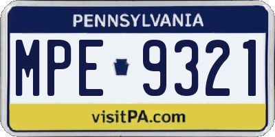 PA license plate MPE9321