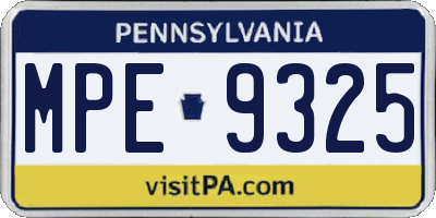PA license plate MPE9325