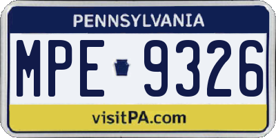 PA license plate MPE9326