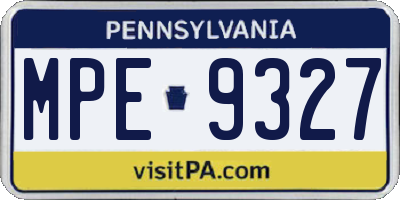 PA license plate MPE9327