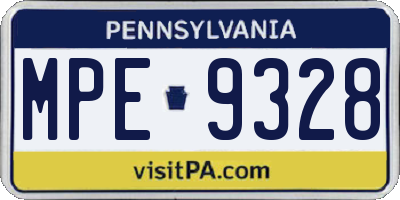 PA license plate MPE9328