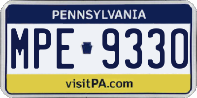 PA license plate MPE9330