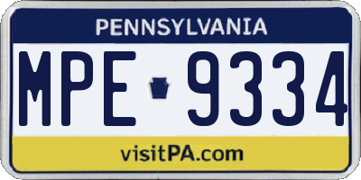 PA license plate MPE9334