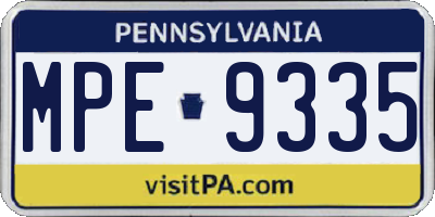 PA license plate MPE9335