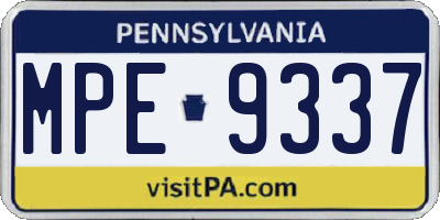 PA license plate MPE9337