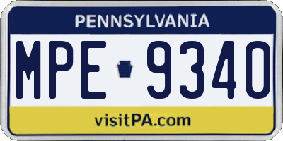 PA license plate MPE9340