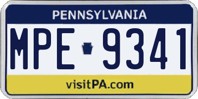 PA license plate MPE9341