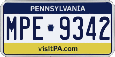 PA license plate MPE9342
