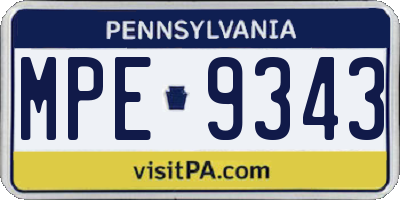 PA license plate MPE9343