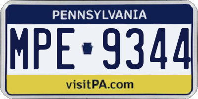 PA license plate MPE9344
