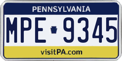 PA license plate MPE9345