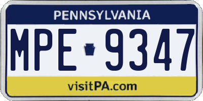 PA license plate MPE9347