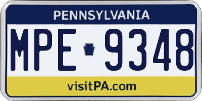 PA license plate MPE9348