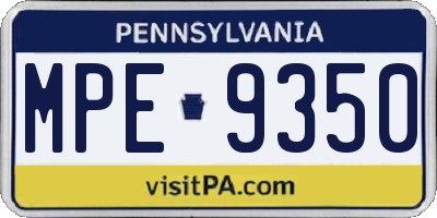 PA license plate MPE9350
