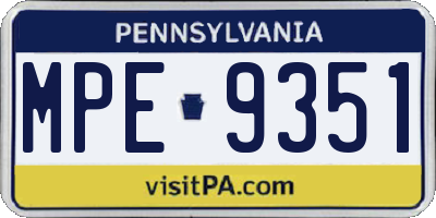 PA license plate MPE9351
