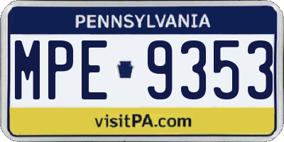 PA license plate MPE9353