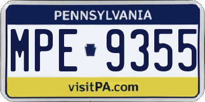 PA license plate MPE9355