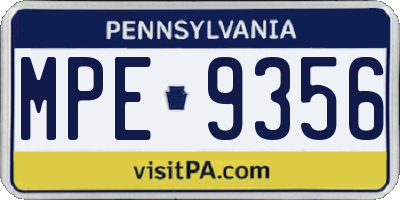 PA license plate MPE9356