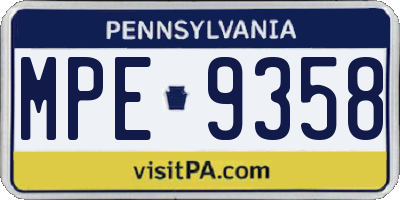 PA license plate MPE9358
