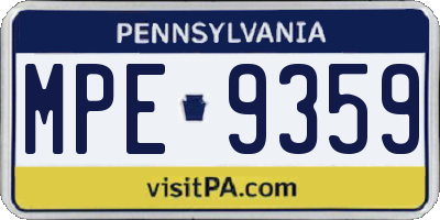 PA license plate MPE9359