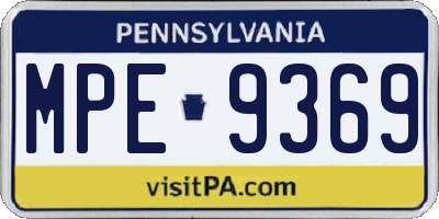 PA license plate MPE9369
