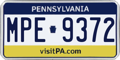 PA license plate MPE9372