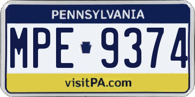 PA license plate MPE9374