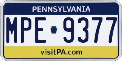 PA license plate MPE9377
