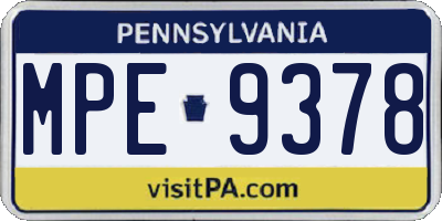 PA license plate MPE9378