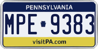 PA license plate MPE9383