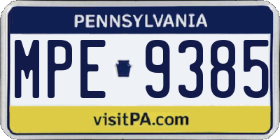 PA license plate MPE9385
