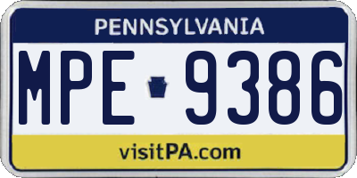 PA license plate MPE9386