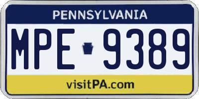 PA license plate MPE9389
