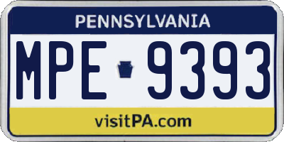 PA license plate MPE9393