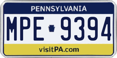 PA license plate MPE9394