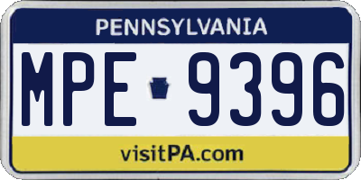 PA license plate MPE9396