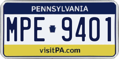 PA license plate MPE9401
