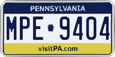 PA license plate MPE9404