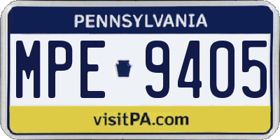 PA license plate MPE9405