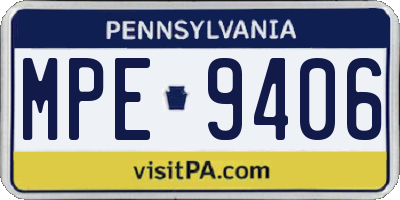 PA license plate MPE9406