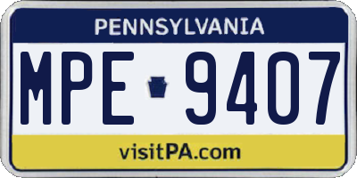 PA license plate MPE9407