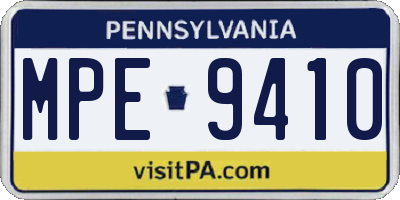 PA license plate MPE9410