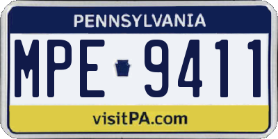 PA license plate MPE9411