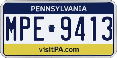 PA license plate MPE9413