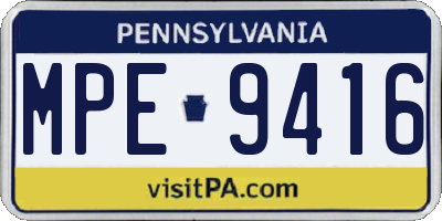 PA license plate MPE9416