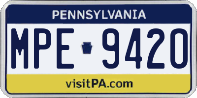 PA license plate MPE9420