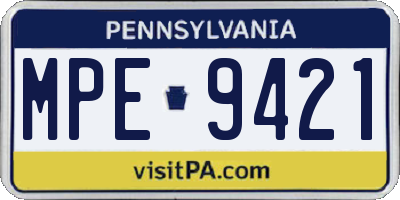 PA license plate MPE9421